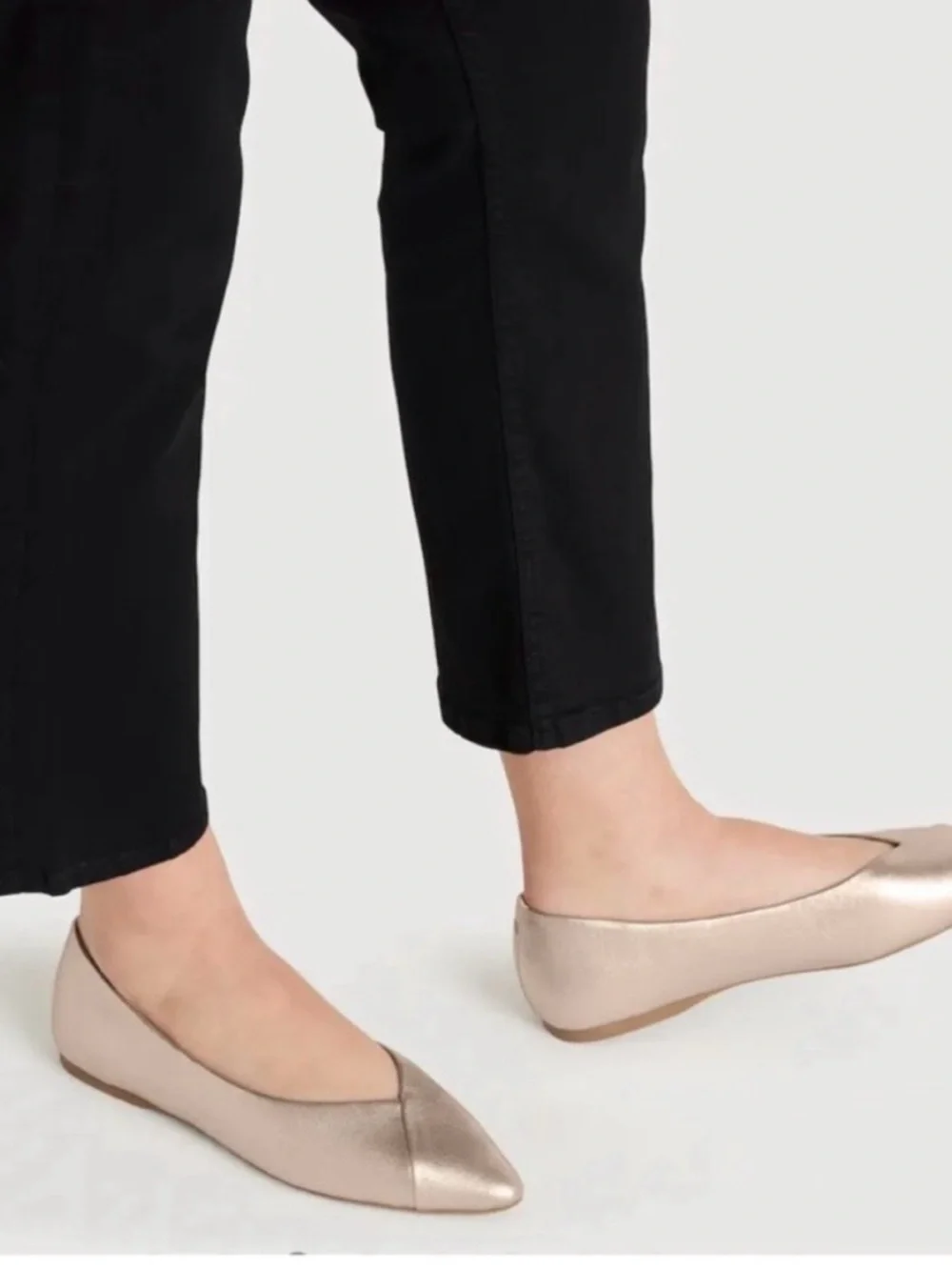 Birdies Goldfinch Leather Point Toe Ballet Flats Rose Gold, 7.5